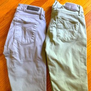 2 Calvin Klein Ankle Skinny Jeans - Light Grey & Sage Green Size 2